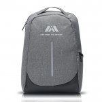 Mochila antirrobo de nylon para PC con bolsillo trasero 15,6” color gris oscuro vista con logo impreso