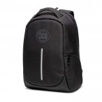 Mochila antirrobo de nylon para PC con bolsillo trasero 15,6” vista con logo impreso