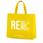 Bolsa de la compra de nylon brillante y resistente 120 g/m2 color amarillo vista con logo impreso