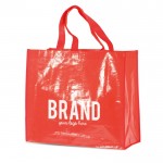 Bolsa de la compra de nylon brillante y resistente 120 g/m2 color rojo vista con logo impreso