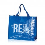 Bolsa de la compra de nylon brillante y resistente 120 g/m2 color azul real vista con logo impreso