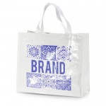 Bolsa de la compra de nylon brillante y resistente 120 g/m2 vista con logo impreso