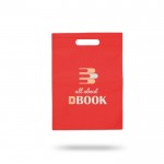 Bolsa pequeña de non-woven de colores con asa hueca 80 g/m2 color rojo vista con logo impreso