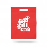 Bolsa de non-woven disponible en varios colores con asa 80 g/m2 color rojo vista con logo impreso