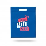 Bolsa de non-woven disponible en varios colores con asa 80 g/m2 color azul real vista con logo impreso