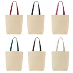 Bolsa de algodón con fuelle inferior y asas de colores 180 g/m2