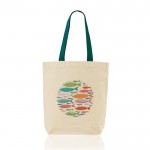 Bolsa de algodón con fuelle inferior y asas de colores 180 g/m2 vista 1