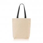 Bolsa de algodón con fuelle inferior y asas de colores 180 g/m2 color negro vista 11