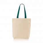 Bolsa de algodón con fuelle inferior y asas de colores 180 g/m2 color verde oscuro
