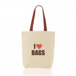Bolsa de algodón con fuelle inferior y asas de colores 180 g/m2 color rojo