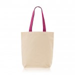 Bolsa de algodón con fuelle inferior y asas de colores 180 g/m2 color rosa