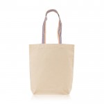 Bolsa de algodón con fuelle inferior y asas de colores 180 g/m2 color multicolor