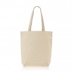 Bolsa de algodón con fuelle inferior y asas de colores 180 g/m2 color beige