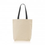 Bolsa de algodón con fuelle inferior y asas de colores 180 g/m2 color gris oscuro