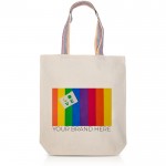 Bolsa de algodón con fuelle inferior y asas de colores 180 g/m2