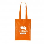 Bolsa de non-woven con asas largas ideal para la compra 70 g/m2 color naranja vista con logo impreso