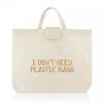 Bolsa plegable para la compra de algodón con asas cortas 110 g/m2 color beige
