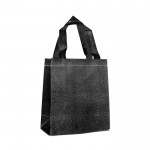 Bolsa de non-woven brillante con purpurina y correas 130 g/m2 color negro