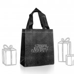 Bolsa de non-woven brillante con purpurina y correas 130 g/m2 color negro