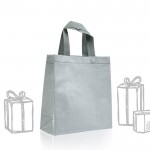 Bolsa de non-woven brillante con purpurina y correas 130 g/m2 color plateado vista detalle 1