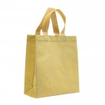 Bolsa de non-woven brillante con purpurina y correas 130 g/m2 color dorado