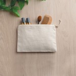 Bolsita de algodón ideal para cosméticos con cremallera 310 g/m2 color beige