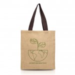 Bolsa de la compra de yute con asas de algodón 265 g/m2 color marrón vista con logo impreso