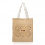 Bolsa de la compra de yute con asas de algodón 265 g/m2 color beige vista con logo impreso