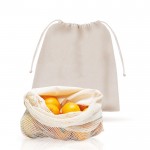 Bolsa de malla en algodón con un lado en forma de red 140 g/m2 color beige