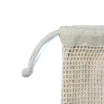 Bolsa de malla en algodón con un lado en forma de red 140 g/m2 color beige vista detalle 4