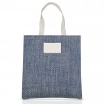 Bolsa de yute con asas de algodón y tejido con acabado zig-zag color azul real