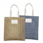 Bolsa de yute con asas de algodón y tejido con acabado zig-zag vista detalle 7