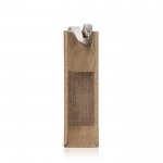Bolsa de yute con acabado laminado para botellas de vino 750ml color beige vista 1