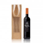 Bolsa de yute con acabado laminado para botellas de vino 750ml color beige vista 2
