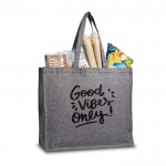 Bolsa de algodón reciclado con fuelle en el lateral 190 g/m2 color negro vista con logo impreso