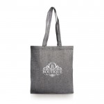 Bolsa de algodón reciclado con acabado jaspeado 280 g/m2 color negro vista con logo impreso