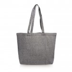 Bolsa grande de algodón reciclado jaspeada con fuelle 280 g/m2 color negro vista 11