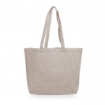 Bolsa grande de algodón reciclado jaspeada con fuelle 280 g/m2 color caqui