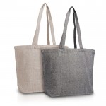 Bolsa grande de algodón reciclado jaspeada con fuelle 280 g/m2 vista con varios colores