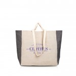 Bolsa de algodón reciclado natural con lateral sombreado 190 g/m2 color negro vista con logo impreso