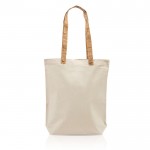 Bolsa de algodón con asas de corcho y remache dorado 180 g/m2 color beige