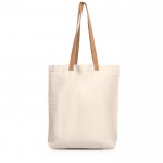 Bolsa de algodón con asas de cuero sintético resistentes 180 g/m2