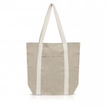 Bolsa de compras de algodón reciclado con asas 310 g/m2 color beige