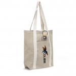 Bolsa de compras de algodón reciclado con asas 310 g/m2 color beige vista con logo impreso