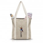 Bolsa de compras de algodón reciclado con asas 310 g/m2 vista con logo impreso