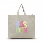 Bolsa de algodón reciclado multiusos resistente de 180 g/m2 color beige vista con logo impreso