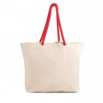 Bolsa de lona grande con asas de cordón ideal para verano 220 g/m2 color rojo