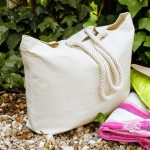 Bolsa de lona grande con asas de cordón ideal para verano 220 g/m2 vista 1