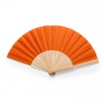 Abanico de colores con tela de poliéster y varillas de madera color naranja segunda vista