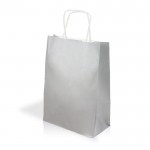 Bolsa de papel kraft en varios colores con asas cortas 90 g/m2 color plateado vista 2